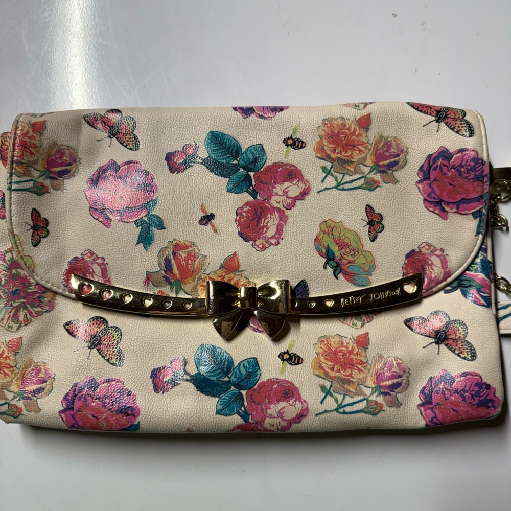 Betsey Johnson Floral Print Purse - Cream